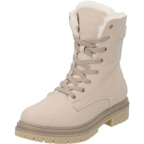 Palado Boots Damen Patmo - gefütterte Stiefeletten für Frauen - elegante Schnürstiefeletten mit Absatz - modische Winterschuhe - bequeme Winterstiefel - stilvolle Damenstiefel Beige UK8 - EU41 von Palado