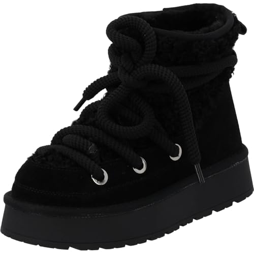 Palado Boots Damen Selussa by Sila Sahin - moderne Stiefel - warm gefütterte Stiefeletten - elegante Ankle-Boots Schwarz UK6 - EU39 von Palado