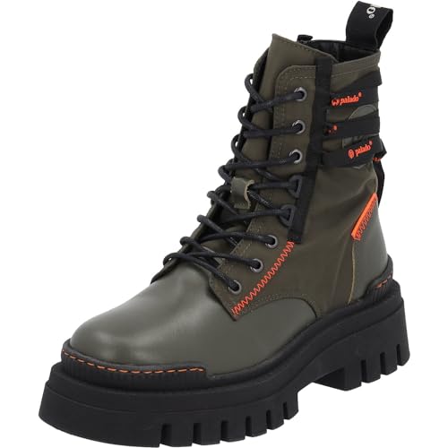 Palado Boots Damen Serifos - Stiefeletten für Frauen - bequeme Winterschuhe mit Reißverschluss - modische Schnürstiefeletten aus feinstem Echtleder - Winterstiefel mit Absatz Grün UK7 - EU40 von Palado