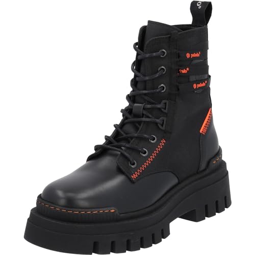 Palado Boots Damen Serifos - Stiefeletten für Frauen - bequeme Winterschuhe mit Reißverschluss - modische Schnürstiefeletten aus feinstem Echtleder - Winterstiefel mit Absatz Schwarz UK5,5 - EU38 von Palado