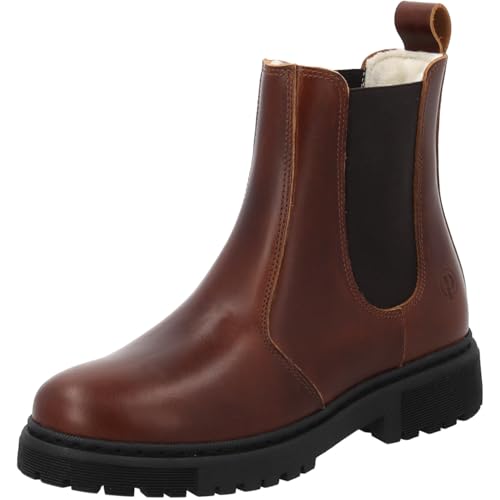 Palado Chelsea Boots Damen Alicudi – modische Boots Made in Portugal - bequeme & warme Winterschuhe - robuste Stiefeletten Braun (Cognac) UK3,5 - EU36 von Palado