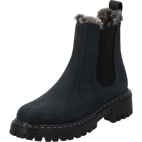 Palado Chelsea Boots Damen Asseha - bequeme Boots Made in Portugal - warm gefütterte Stiefel - elgante Winterschuhe Dunkelblau UK4,5 - EU37 von Palado