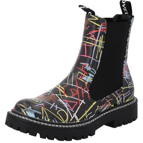 Palado Chelsea Boots Damen Dedej Fresco by Sila Sahin – bequeme Boots - leicht gefütterte Stiefel für Herbst & Winter - stylische Stiefeletten Graffiti UK7 - EU40 von Palado