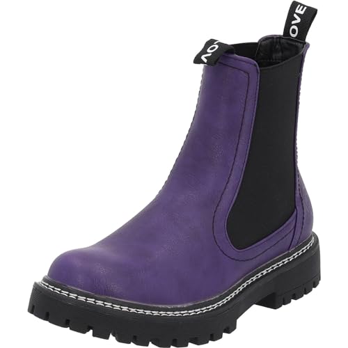 Palado Chelsea Boots Damen Dedej - bequeme Boots - leicht gefütterte Stiefel für Herbst & Winter - modische Stiefeletten Lila UK8 - EU41 von Palado