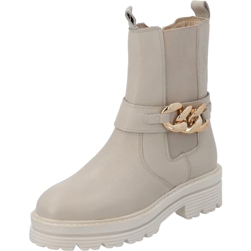 Palado Stiefeletten Damen Delxa - bequeme Boots aus Leder - ungefütterte Stiefel für die Übergangszeit - modische Ankle-Boots grau weiß UK7 - EU40 von Palado