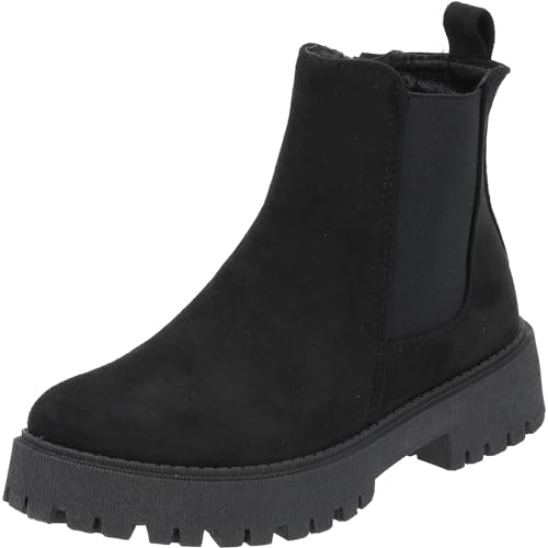 Palado Chelsea Boots Damen Halesa - modische Stiefeletten für Frauen - bequeme Winterschuhe - elegante Winterstiefel mit Absatz Schwarz UK3,5 - EU36 von Palado