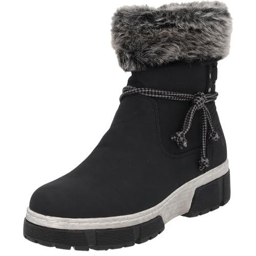 Palado Chelsea Boots Damen Karpathos - gefütterte Stiefeletten für Frauen - elegante Winterschuhe mit Reißverschluss - bequeme Winterstiefel flach Schwarz UK6 - EU39 von Palado