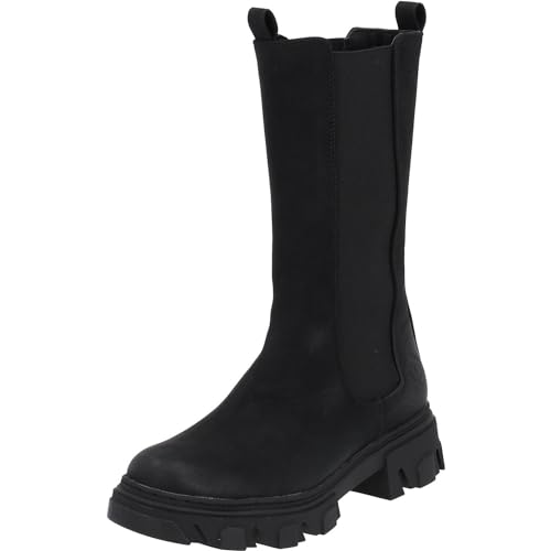 Palado Chelsea Boots Damen Nikolosi - modische WInterstiefel - elegante Stiefeletten für Frauen - bequeme Stiefel mit Blockabsatz - stilvolle Weitschaftstiefel Schwarz UK4,5 - EU37 von Palado