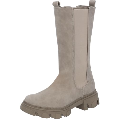 Palado Chelsea Boots Damen Nikolosi - modische WInterstiefel - elegante Stiefeletten für Frauen - bequeme Stiefel mit Blockabsatz - stilvolle Weitschaftstiefel beige UK5,5 - EU38 von Palado