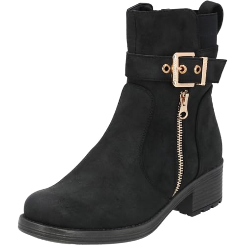 Palado Chelsea Boots Damen Okolae - modische Stiefeletten für Frauen - elegante Winterstiefel mit Absatz Schwarz UK5,5 - EU38 von Palado