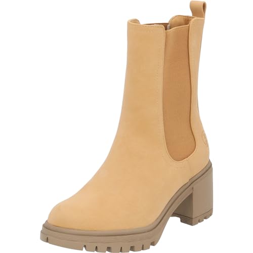 Palado Chelsea Boots Damen Thasos - modische Stiefeletten - elegante Winterschuhe für Frauen - bequeme Stiefel mit Blockabsatz camel UK8 - EU41 von Palado