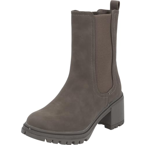 Palado Chelsea Boots Damen Thasos - modische Stiefeletten - elegante Winterschuhe für Frauen - bequeme Stiefel mit Blockabsatz d'grey UK4,5 - EU37 von Palado