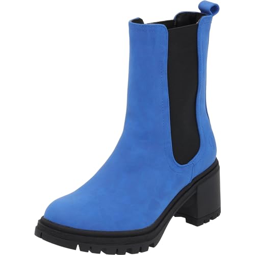 Palado Chelsea Boots Damen Thasos - modische Stiefeletten - elegante Winterschuhe für Frauen - bequeme Stiefel mit Blockabsatz royal UK6 - EU39 von Palado