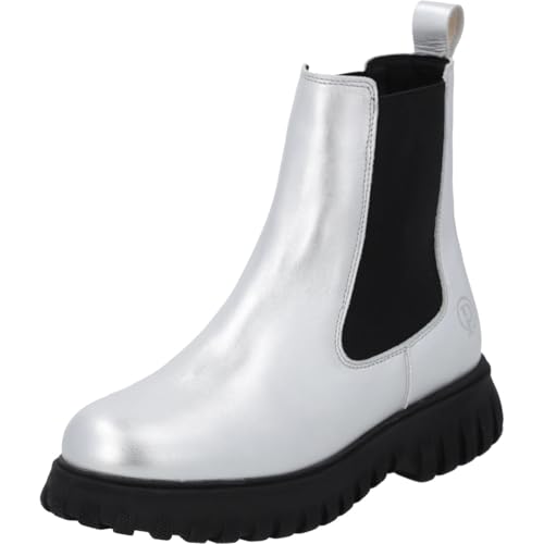 Palado Chelsea Boots Damen Vixila by Sila Sahin - gefertigt aus edlem Rindsleder - Made in Portugal - leichte Fütterung - rutschfeste TPR-Sohle - stilvolles Design Silber UK7 - EU40 von Palado