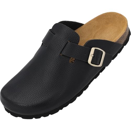 Palado Clog Damen Kiel Textura - Bequeme Hausschuhe Made in Spain - modische Pantoletten mit Kork-Fußbett - Sommerschuhe Schwarz UK5,5 - EU38 von Palado