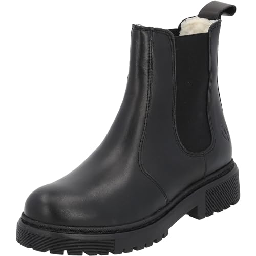 Palado Damen Chelsea Boots Alicudi - gefütterte Stiefeletten für Frauen - elegante Winterschuhe aus feinstem Echtleder - bequeme Winterstiefel mit Absatz 36 black UK3,5 - EU36 von Palado