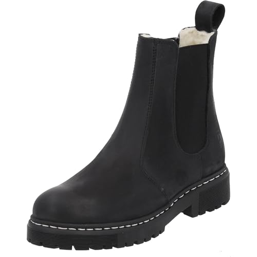 Palado Damen Chelsea Boots Alicudi - gefütterte Stiefeletten für Frauen - elegante Winterschuhe aus feinstem Echtleder - bequeme Winterstiefel mit Absatz 38 black UK4,5 - EU37 von Palado