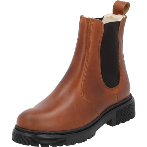 Palado Damen Chelsea Boots Alicudi - gefütterte Stiefeletten für Frauen - elegante Winterschuhe aus feinstem Echtleder - bequeme Winterstiefel mit Absatz Braun (Cognac) UK5,5 - EU38 von Palado