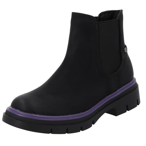 Palado Chelsea Boots Damen Natlee - bequeme Boots - leicht gefütterte Stiefeletten - modische Stiefel Schwarz/Lila UK9 - EU42 von Palado