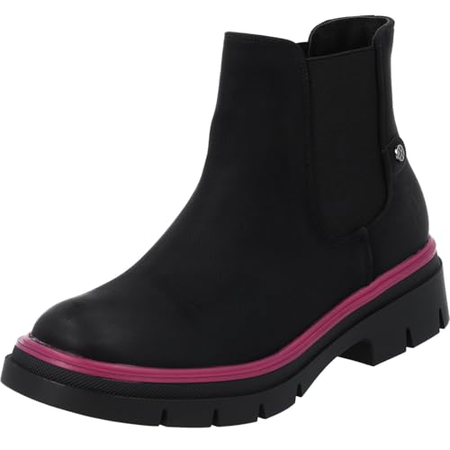 Palado Chelsea Boots Damen Natlee - bequeme Boots - leicht gefütterte Stiefeletten - modische Stiefel Schwarz/Pink UK8 - EU41 von Palado