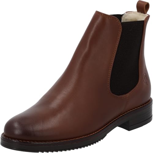Palado Chelsea Boots Damen Patmos Warm – bequeme Stiefeletten Made in Portugal - warm gefütterte Stiefel - elegante Boots Cognac UK7 - EU40 von Palado
