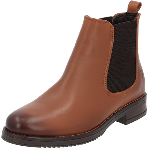 Palado Chelsea Boots Damen Patmos - modische Stiefeletten für Frauen - Winterschuhe aus feinstem Echtleder - Elegante Winterstiefel mit Absatz Braun UK7 - EU40 von Palado