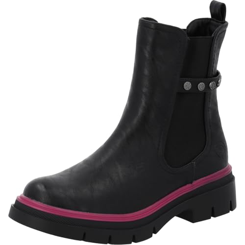 Palado Chelsea Boots Damen Trinda by Sila Sahin – stilvolle Stiefeletten aus hochwertigem Material – leicht gefüttert, modern und bequem für Herbst & Winter Schwarz/Pink UK6 - EU39 von Palado