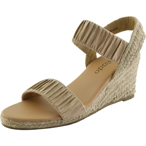 Palado Keilsandalen Damen Tristra - modische Sandaletten mit Absatz - elegante Wedges für Frauen - bequeme Plateau Schuhe - stilvolle High Heels Beige UK3,5 - EU36 von Palado