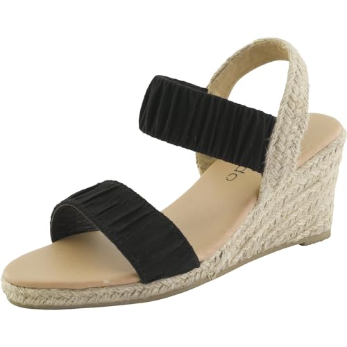 Palado Damen Keilsandale Tristra - Elegante Sling Back Wedges für Frauen - Bequeme Open Toe Schuhe - modische Espadrilles mit Absatz - Heels Plateau Black 36 EU von Palado