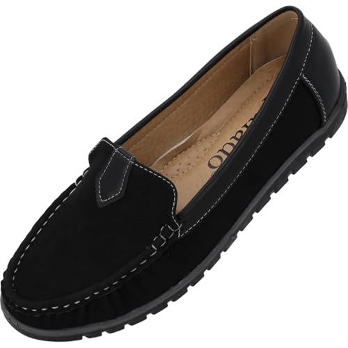 Palado Loafer Damen Domibel - elegante Halbschuhe - Slipper im zeitlosen Design - Schuhe für die Übergangszeit - modisch und bequem Schwarz UK6 - EU39 von Palado
