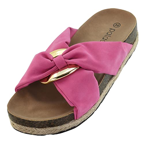 Palado Damen Sandalen Bandi - elegante sling back Wedges für Frauen - bequeme Open Schuhe - modische Espadrilles mit eleganter Schnalle Rose 36 EU von Palado