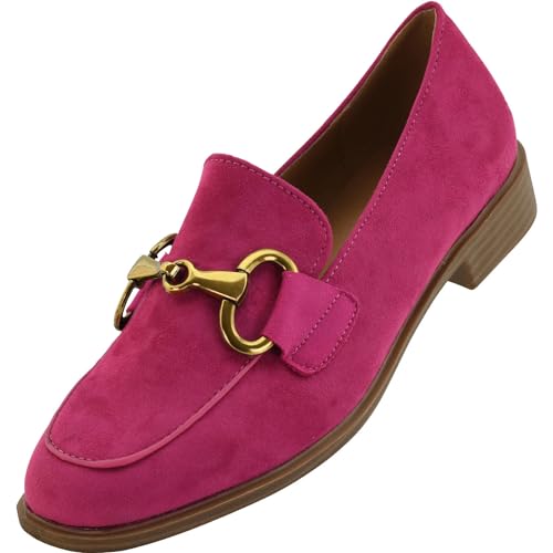 Palado Loafer Damen Nyliss – elegante Halbschuhe im zeitlosen Design - Slipper mit Goldschnalle - Sommerschuhe - modisch und bequem Pink UK4,5 - EU37 von Palado