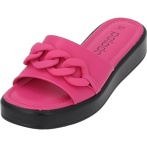 Palado Damen Sandalen Ash - modische Pantoletten mit Kettendetail - elegante Hausschuhe für Frauen - hohe angenehme plateau schuhe - bequeme Sommerschuhe pink UK8 - EU41 von Palado