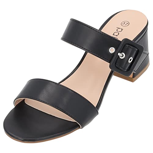 Palado Damen Sandaletten Celsa - bequeme high heels - modische Sandalen mit Absatz - elegante Schuhe mit verstellbaren Riemen für Frauen BLACK UK4,5 - EU37 von Palado
