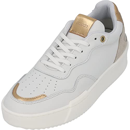 Palado Damen Sneaker S2 2319 - Bequeme Low Top Freizeitschuhe - edle Business Schuhe mit hochwertigem Schnürsenkel - atmungsaktive Schuhe für Frauen weiß/Gold Kombi UK4,5 - EU37 von Palado