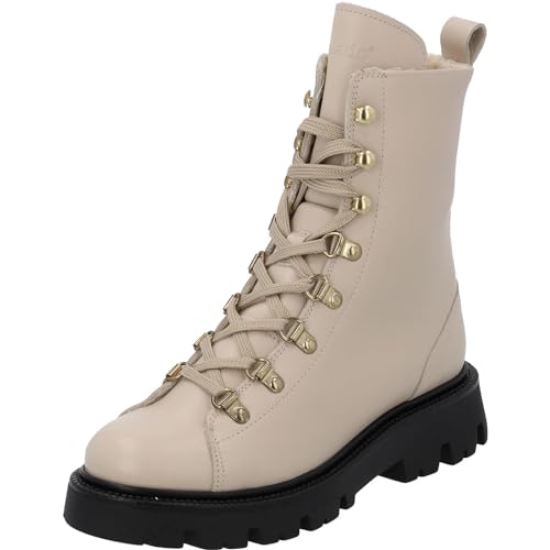 Palado Damen Stiefeletten Ponza - gefütterte Winterschuhe - hochwertige Boots aus feinstem Echtleder- bequeme Stiefel für Frauen - modische Winterstiefel mit Absatz Beige (Cream) UK5,5 - EU38 von Palado