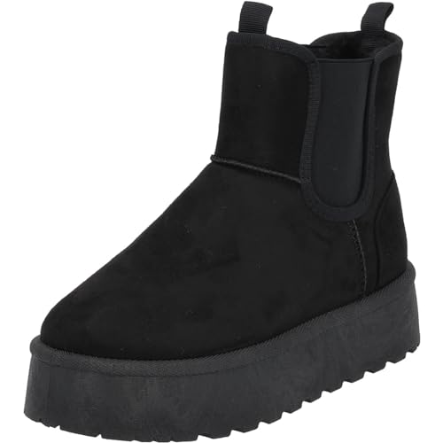 Palado Damen Winterschuhe Gallo - gefütterte Schneestiefel - bequeme Stiefeletten für Frauen - plateau Schlupfstiefel - elegante snowboots Schwarz UK3,5 - EU36 von Palado