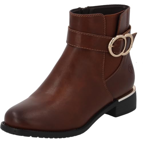 Palado Stiefeletten Damen Shiburo - aus pflegeleichtem Obermaterial - leicht gefüttert für Komfort - elegantes Design mit Schnalle - stabiler Blockabsatz für sicheren Halt Braun UK8 - EU41 von Palado