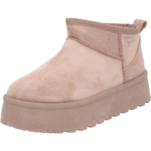 Palado Damen Winterschuhe Zembra - gefütterte Schneestiefel - bequeme Stiefeletten für Frauen - flache Schlupfstiefel - elegante snowboots -modische Winterstiefel Rose UK3,5 - EU36 von Palado