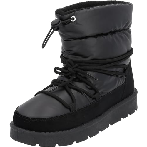 Palado Damen Winterstiefel Koufonisi - Schneestiefel für Frauen - elegante Winterschuhe mit Schnellschnürsystem - bequeme Stiefeletten - modische snowboots Schwarz UK5,5 - EU38 von Palado