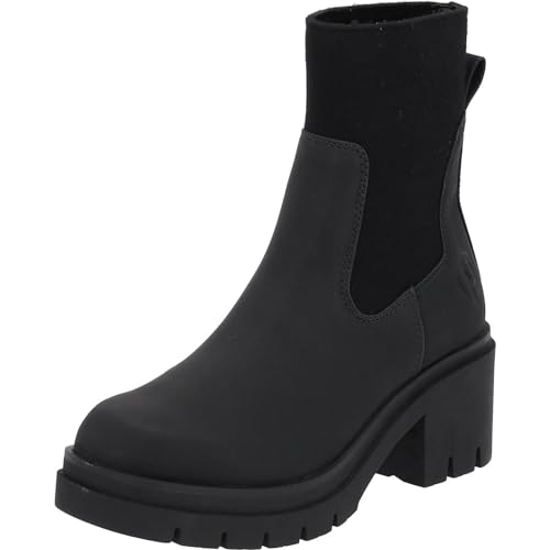 Palado Damen plateau Chelsea Boots Kalymnos - modische Stiefeletten für Frauen - modische Winterschuhe - Elegante Winterstiefel mit Blockabsatz Schwarz UK5,5 - EU38 von Palado