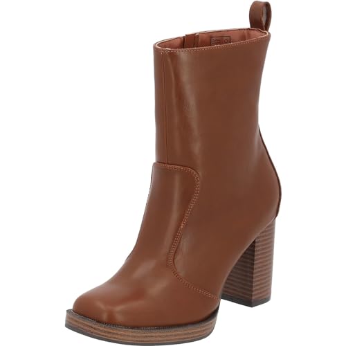 Palado Damen plateau Chelsea Boots Nelson-Insel - modische Stiefeletten für Frauen - Winterschuhe mit Reißverschluss - Elegante Winterstiefel mit Blockabsatz Braun UK3,5 - EU36 von Palado