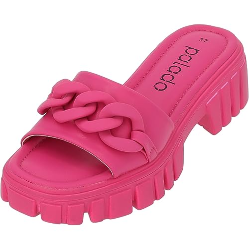 Palado Damen Plateau Pantoletten Quinn- Bequeme Sommerschuhe - modische Schuhe mit Absatz - Elegante Hausschuhe für Frauen - hohe angenehme Sandalen pink UK4,5 - EU37 von Palado