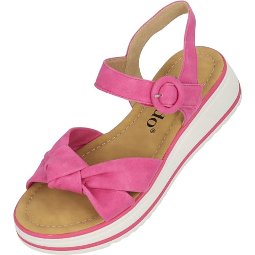 Palado Ebelli Damen Keilsandalen - modische Sandaletten mit Absatz - Elegante Sandalen für Frauen - bequeme Plateau Schuhe Pink UK4,5 - EU37 von Palado