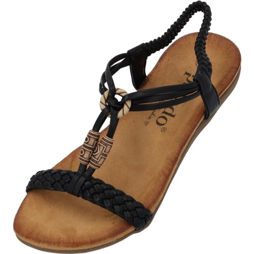 Palado Ereshi by Sila Sahin Sandalen Damen - modische Zehentrenner Sandaletten - bequeme Sommerschuhe - stilvolle Schuhe für Frauen Schwarz UK4,5 - EU37 von Palado