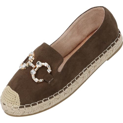 Palado Espadrilles Damen Elamoira by Sila Sahin - elegante Loafer - Halbschuhe im zeitlosen Design - Sommerschuhe - modisch und bequem Braun UK6 - EU39 von Palado