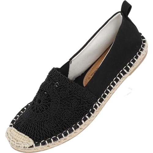 Palado Espadrilles Damen Serd by Sila Sahin - elegante Slipper für lässige Sommerlooks - modische Sommerschuhe - bequeme Loafer Schwarz UK4,5 - EU37 von Palado