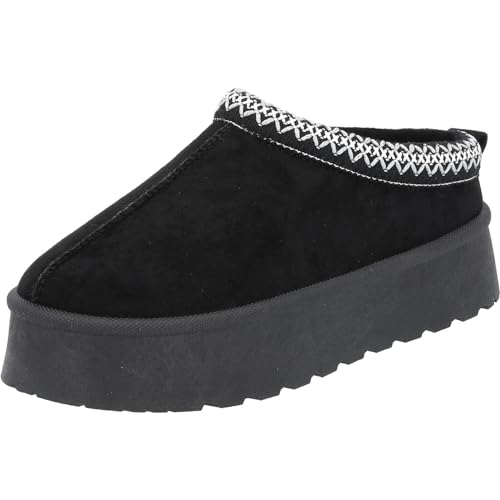 Palado Hausschuhe Damen Asinara – kuschelig warm gefütterte Pantoffeln - Bequeme Schlupfschuhe für Zuhause Stitch Schwarz UK8 - EU41 von Palado