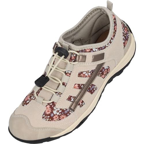 Palado Icni Halbschuhe Damen - modische Trekkingschuhe- Elegante Wanderschuhe für Frauen beige UK4,5 - EU37 von Palado