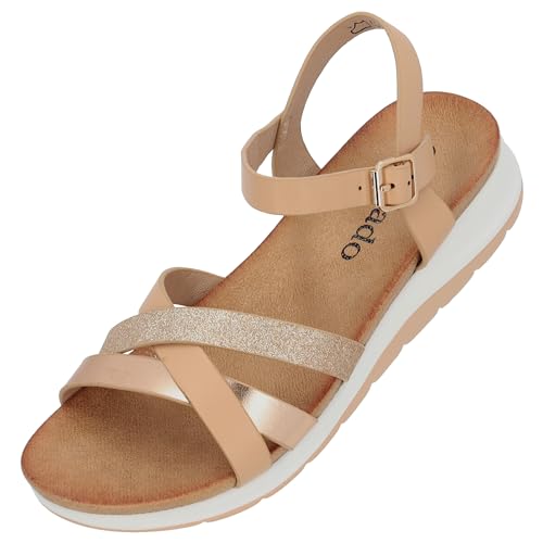 Palado Jantai Plateusandalen Damen - modische Sandaletten mit Absatz - Elegante Wedges für Frauen - bequeme Plateau Schuhe Bronze UK6 - EU39 von Palado